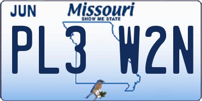 MO license plate PL3W2N