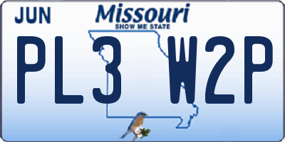 MO license plate PL3W2P