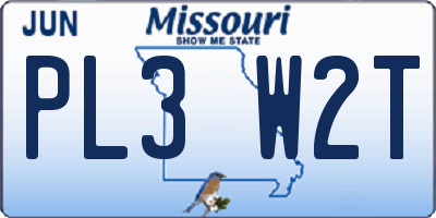 MO license plate PL3W2T