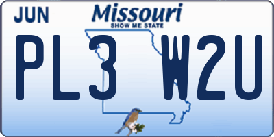 MO license plate PL3W2U