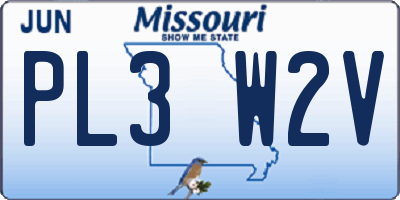 MO license plate PL3W2V