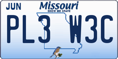 MO license plate PL3W3C