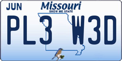 MO license plate PL3W3D