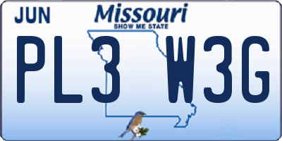 MO license plate PL3W3G