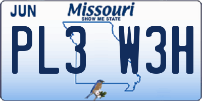 MO license plate PL3W3H