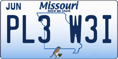 MO license plate PL3W3I