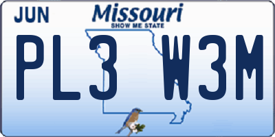 MO license plate PL3W3M