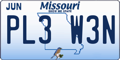 MO license plate PL3W3N