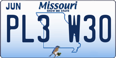 MO license plate PL3W3O