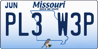 MO license plate PL3W3P