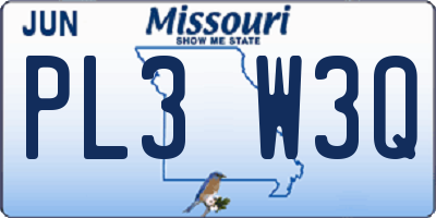 MO license plate PL3W3Q