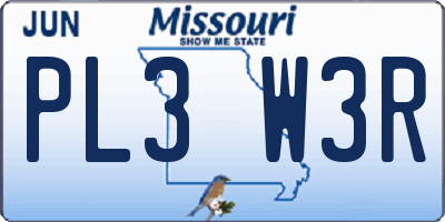 MO license plate PL3W3R