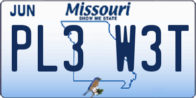 MO license plate PL3W3T