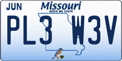 MO license plate PL3W3V