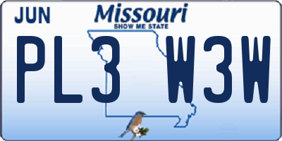 MO license plate PL3W3W
