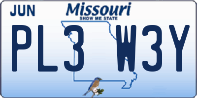 MO license plate PL3W3Y