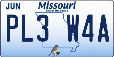MO license plate PL3W4A