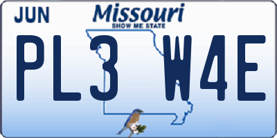 MO license plate PL3W4E