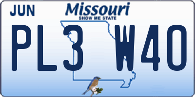 MO license plate PL3W4O