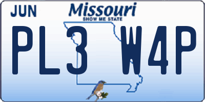 MO license plate PL3W4P