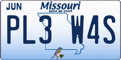 MO license plate PL3W4S