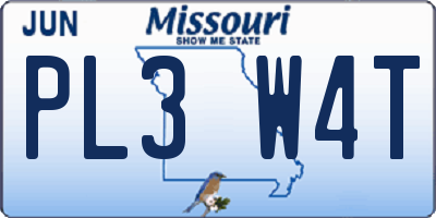 MO license plate PL3W4T