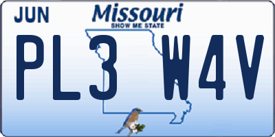 MO license plate PL3W4V