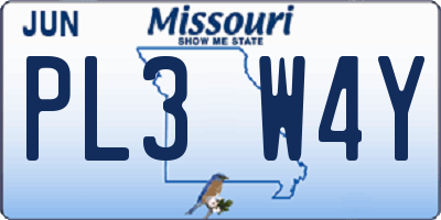MO license plate PL3W4Y