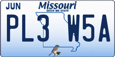 MO license plate PL3W5A