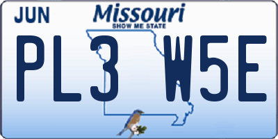 MO license plate PL3W5E