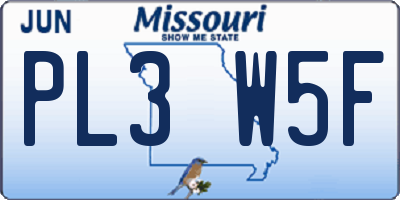 MO license plate PL3W5F