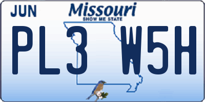 MO license plate PL3W5H
