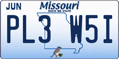 MO license plate PL3W5I