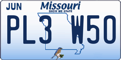 MO license plate PL3W5O