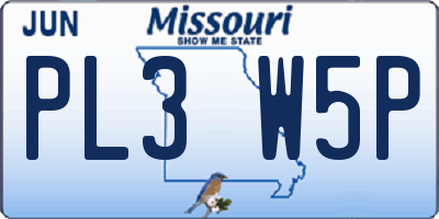 MO license plate PL3W5P