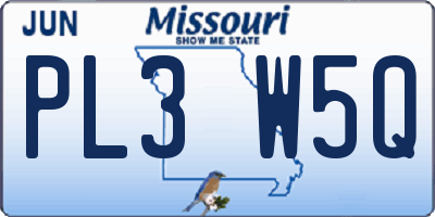 MO license plate PL3W5Q