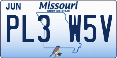 MO license plate PL3W5V