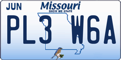 MO license plate PL3W6A