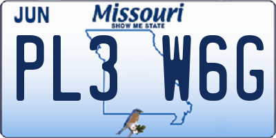 MO license plate PL3W6G