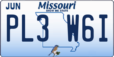 MO license plate PL3W6I