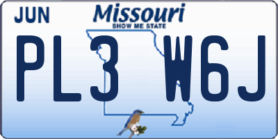 MO license plate PL3W6J