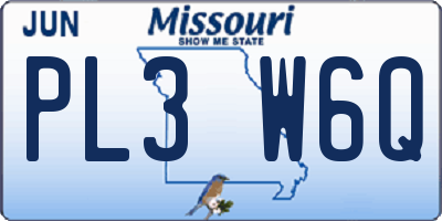 MO license plate PL3W6Q