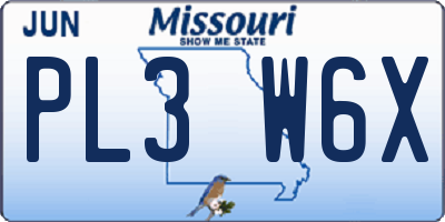 MO license plate PL3W6X