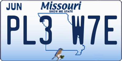 MO license plate PL3W7E