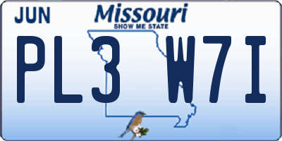 MO license plate PL3W7I