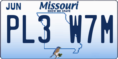 MO license plate PL3W7M