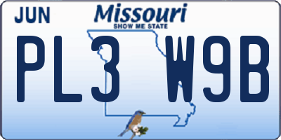 MO license plate PL3W9B