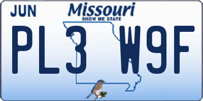 MO license plate PL3W9F