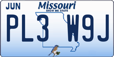 MO license plate PL3W9J