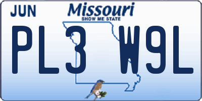 MO license plate PL3W9L
